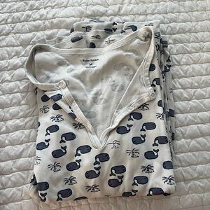 Roller Rabbit Navy and White Moby Whale Pajama Set
